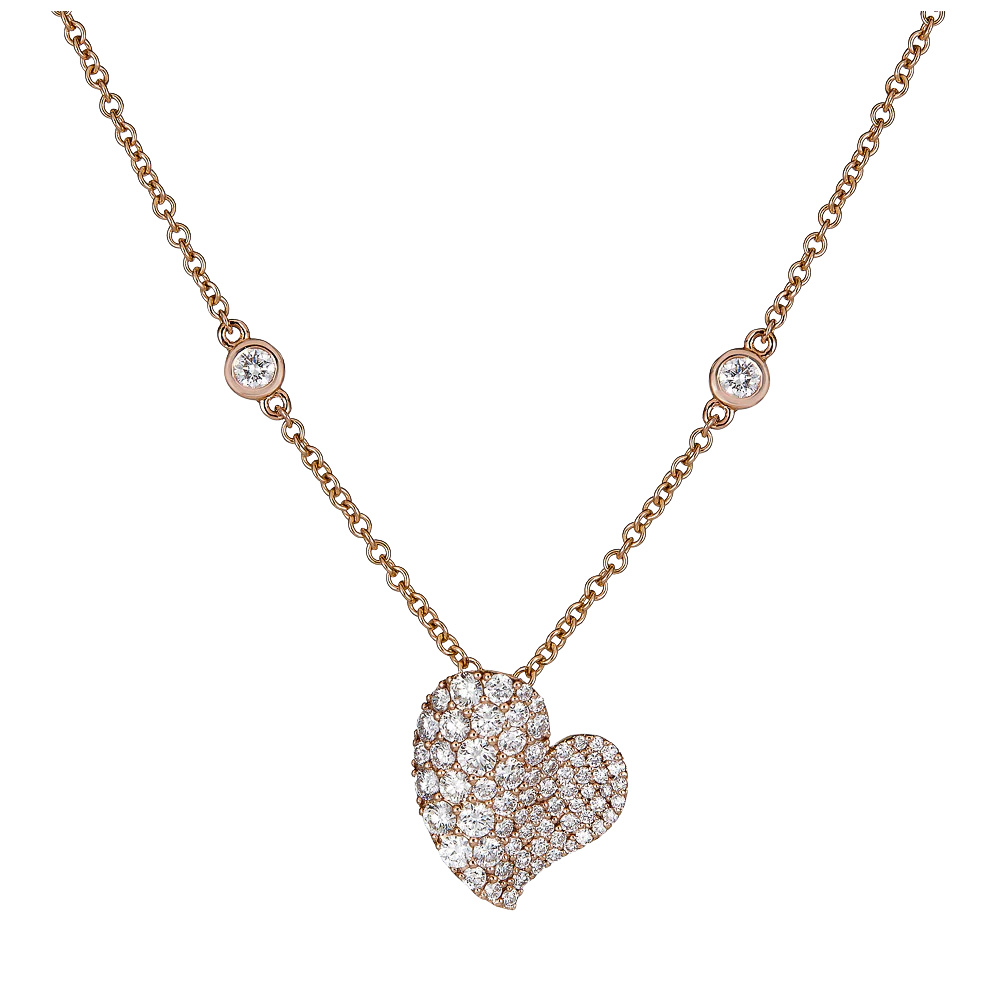 Rose Gold Wave Heart Small Necklace