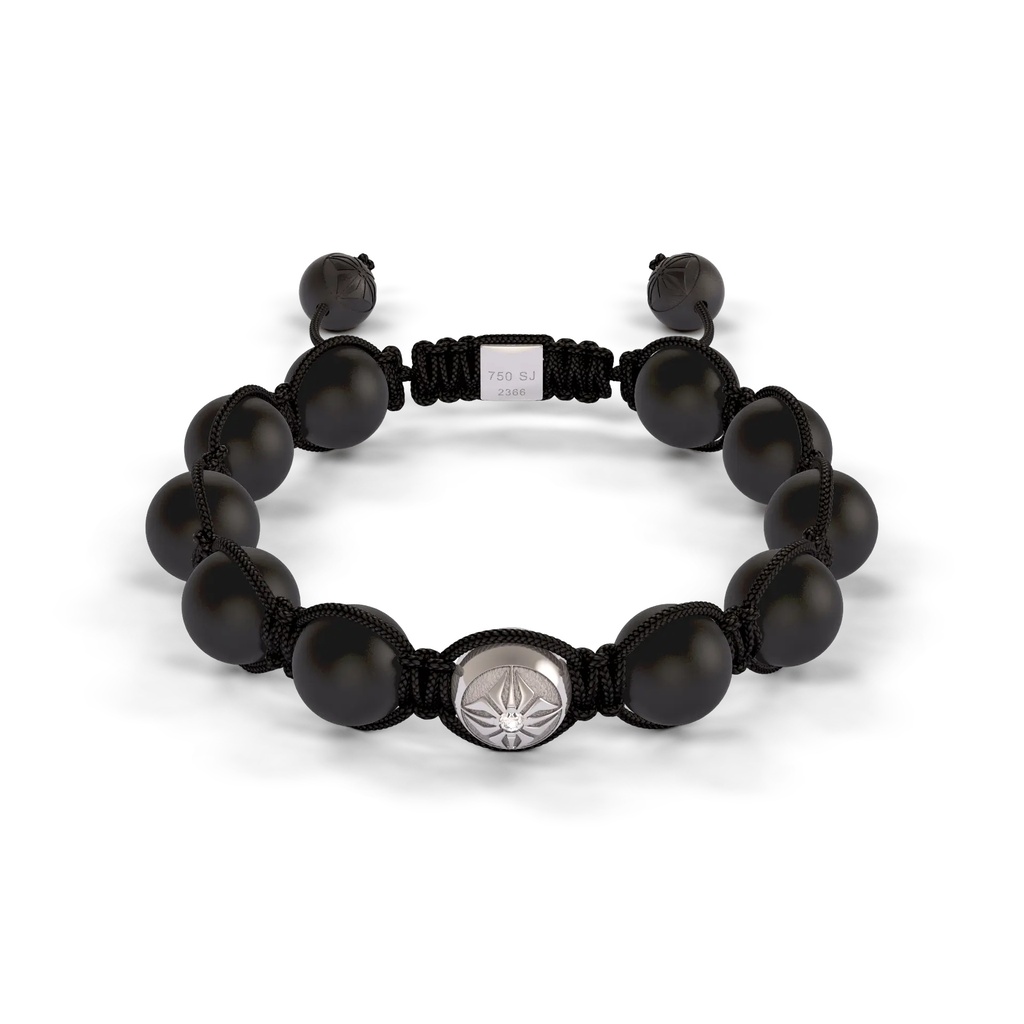 Shamballa Jewels White Gold Diamond 10mm Braided Bead Bracelet
