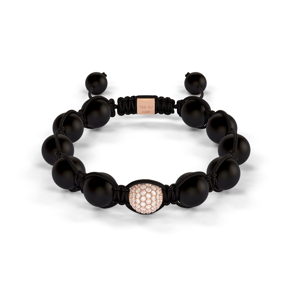Shamballa Jewels Rose Gold Diamond 10mm Braided Bead Bracelet