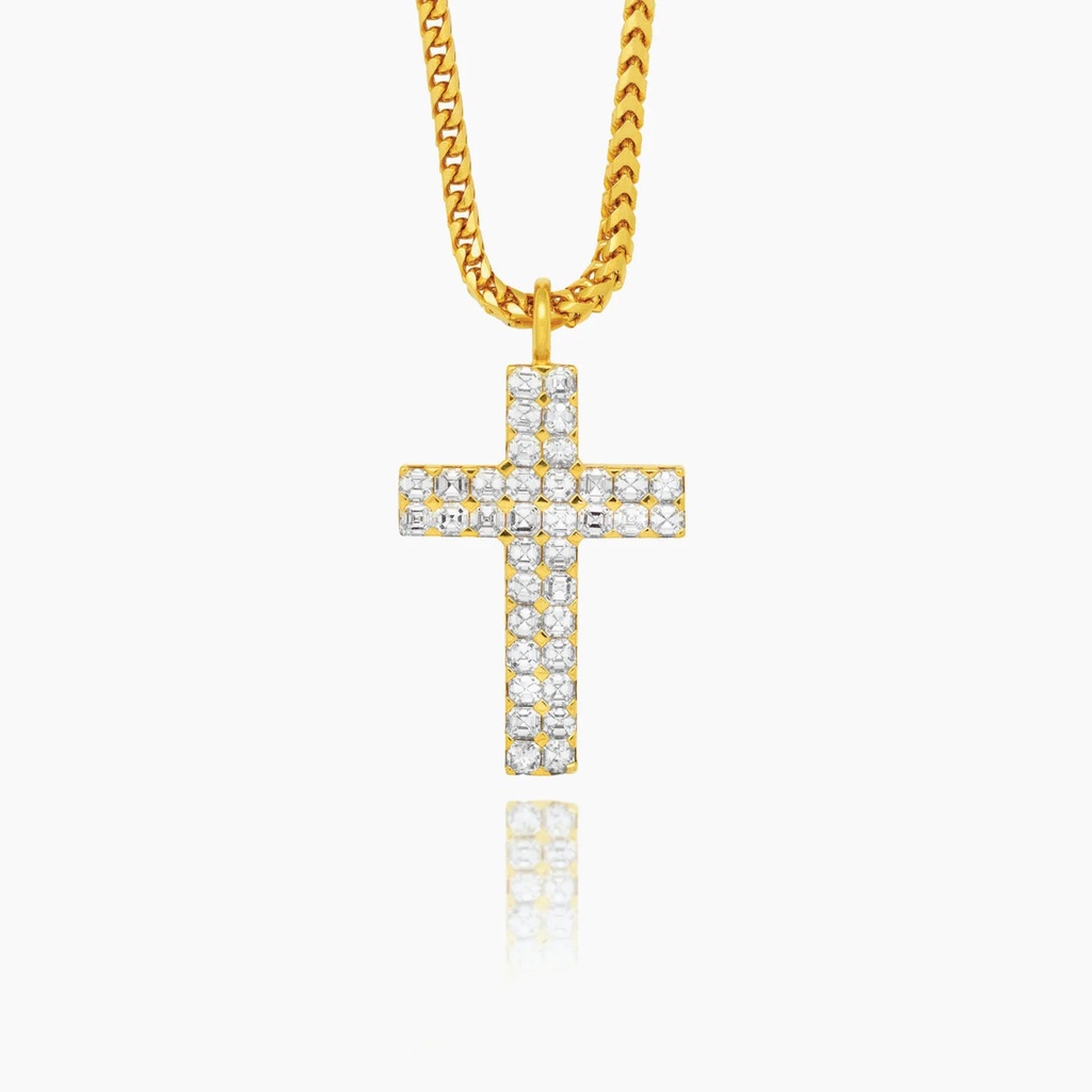 The 2 Row Asscher Cut Cross Pendant