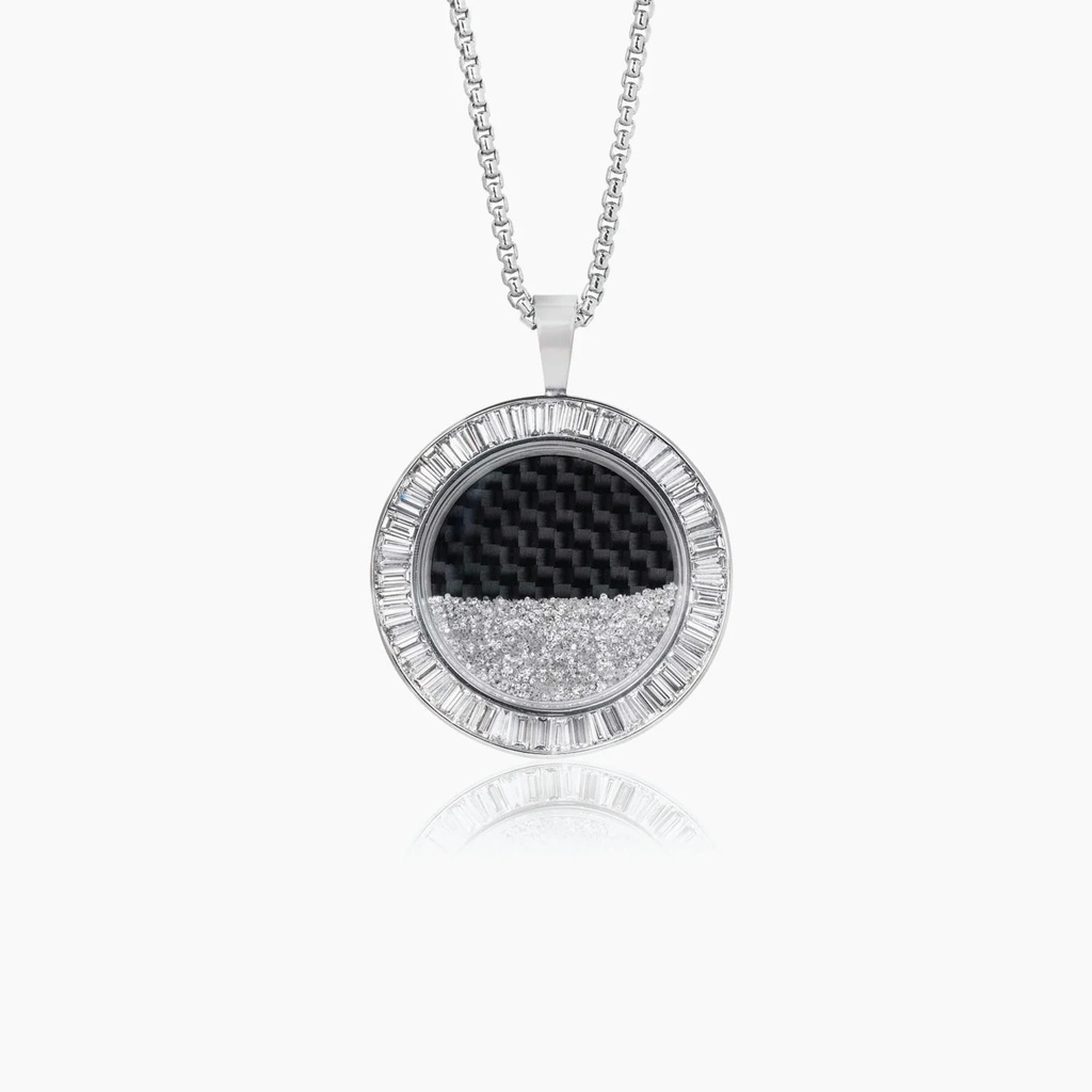 The Baguette Floating Diamond Circle Pendant