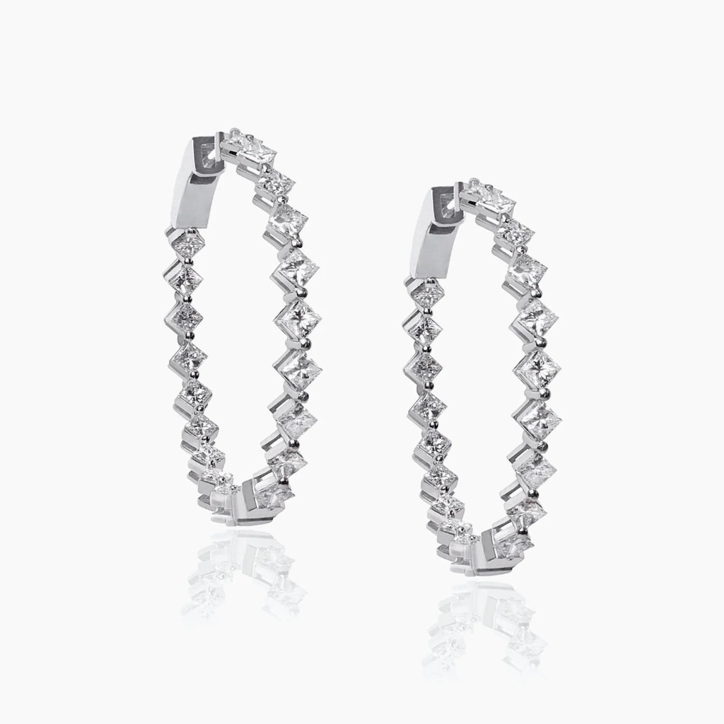 The Bezel Princess Hoop Earrings