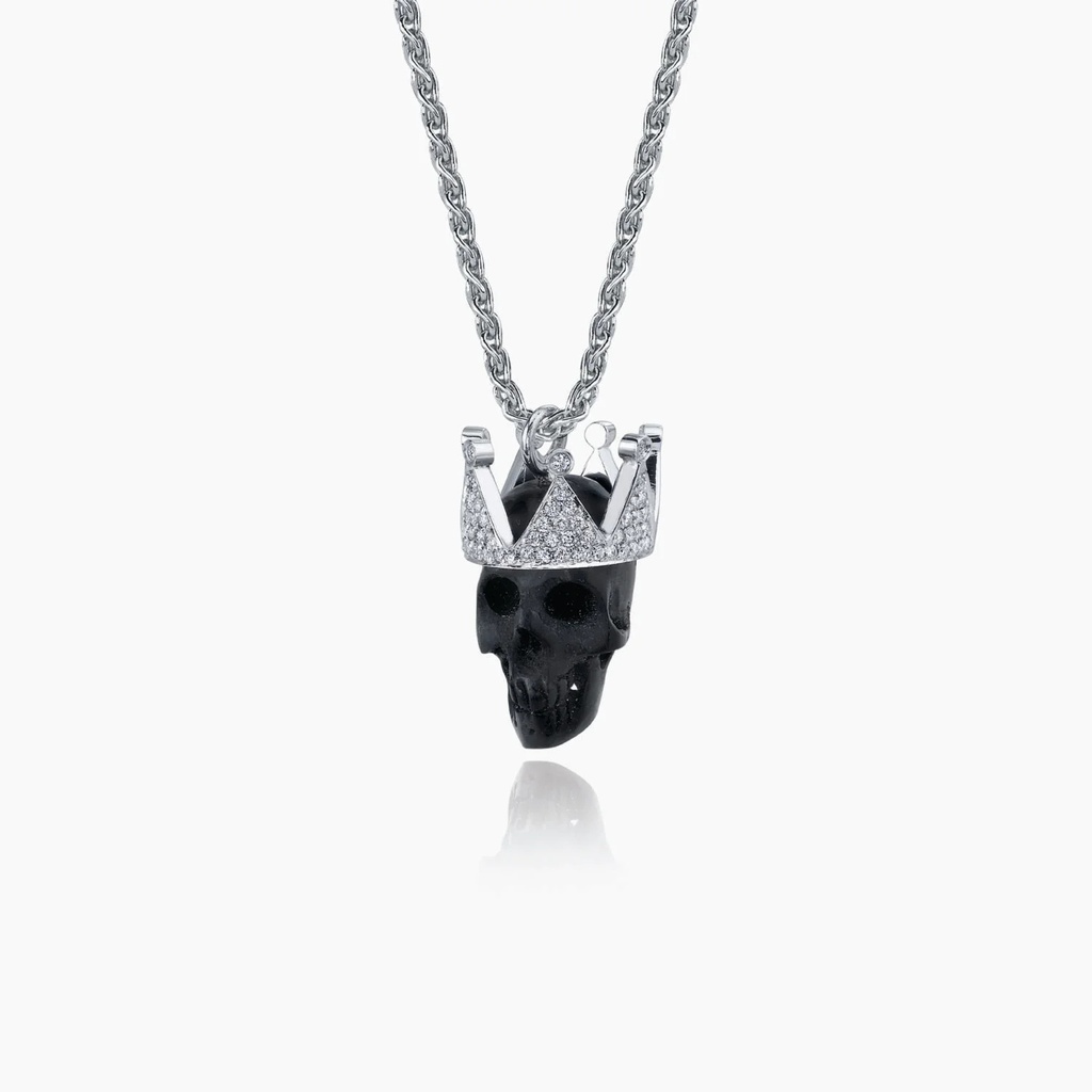 The Black Ivory Skull & Diamond Crown Pendant