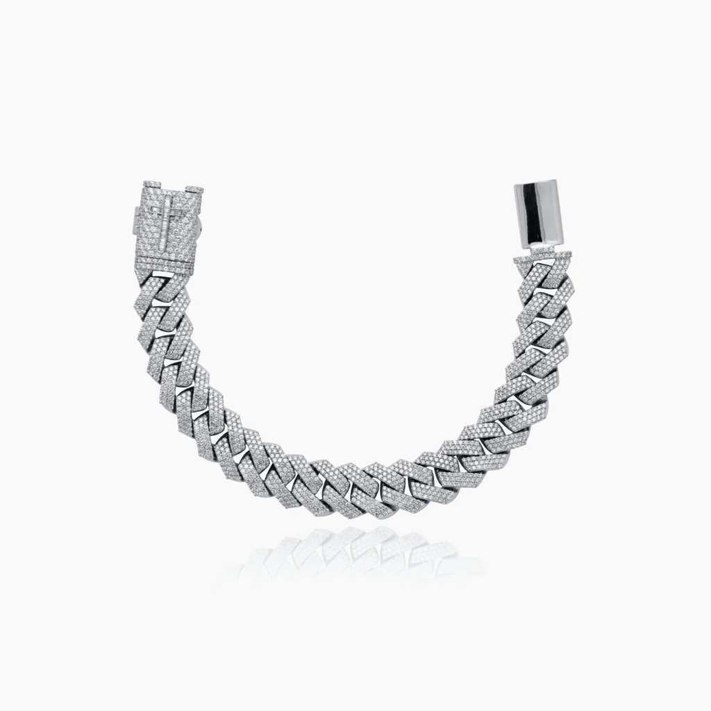 The Jagged Cuban Link Bracelet with Cross Clasp.