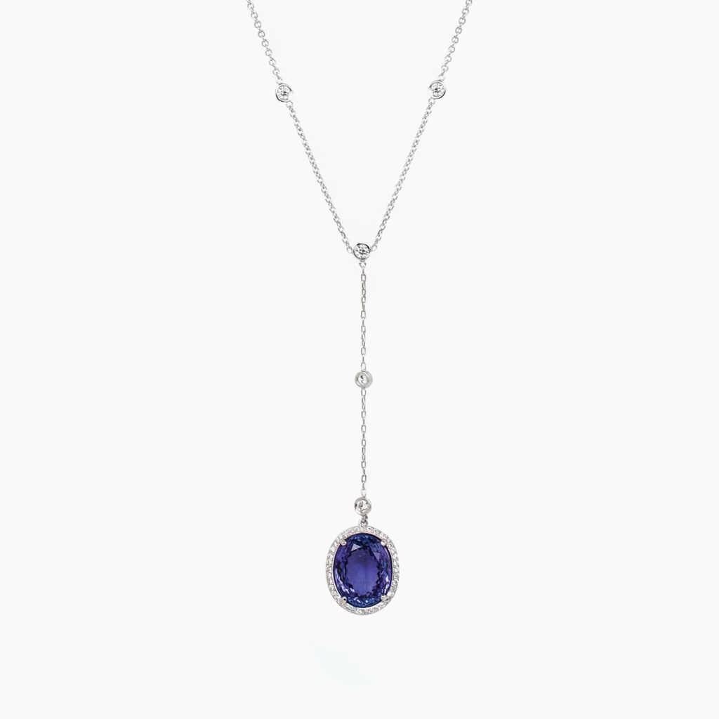 The Oval Cut Tanzinite Drop Necklace