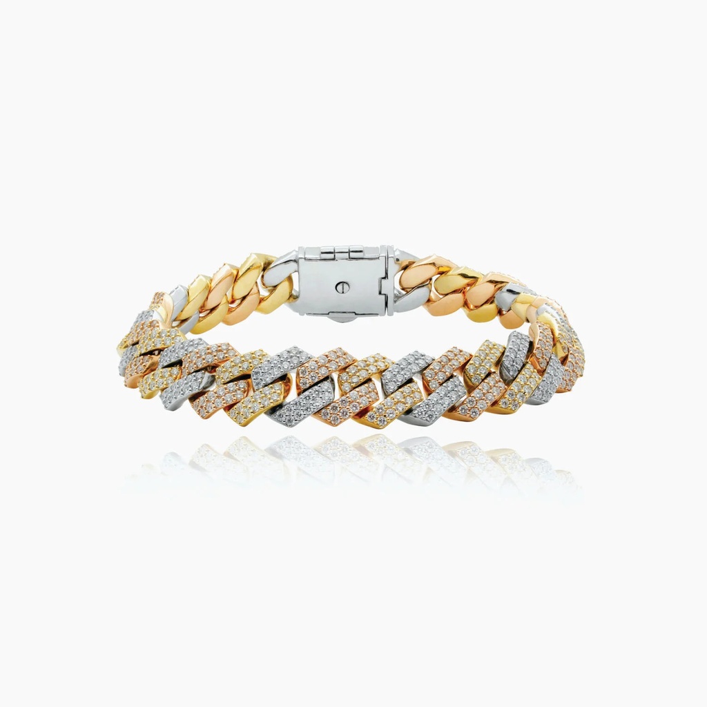 The Tri-Tone Jagged Cuban Link Bracelet
