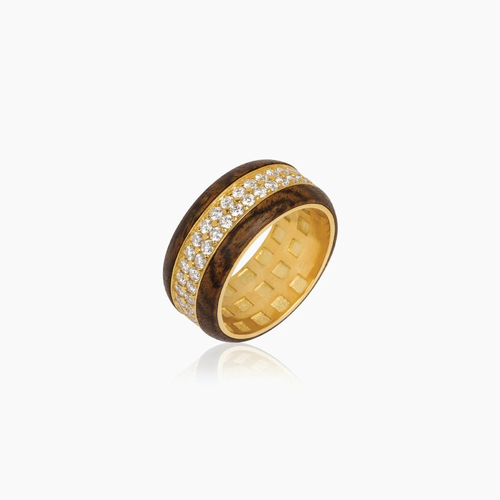 The Two Row Wood Inlay Royalty Ring
