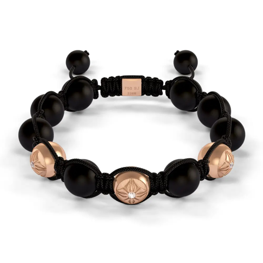 Shamballa Jewels Rose Gold Diamond 10mm Braided Bead Bracelet