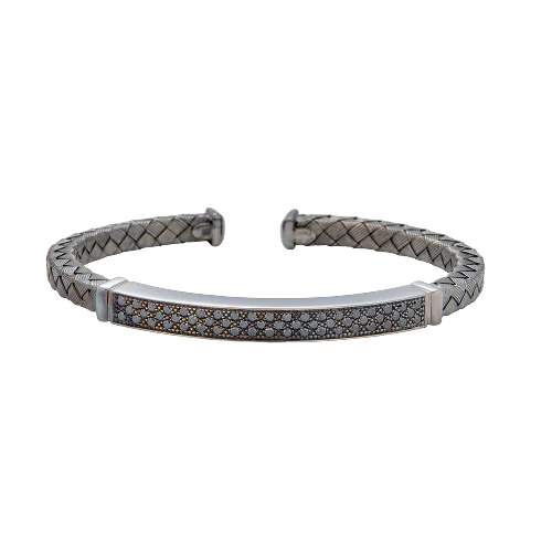 Titanium Oro Black Diamond Open Bracelet
