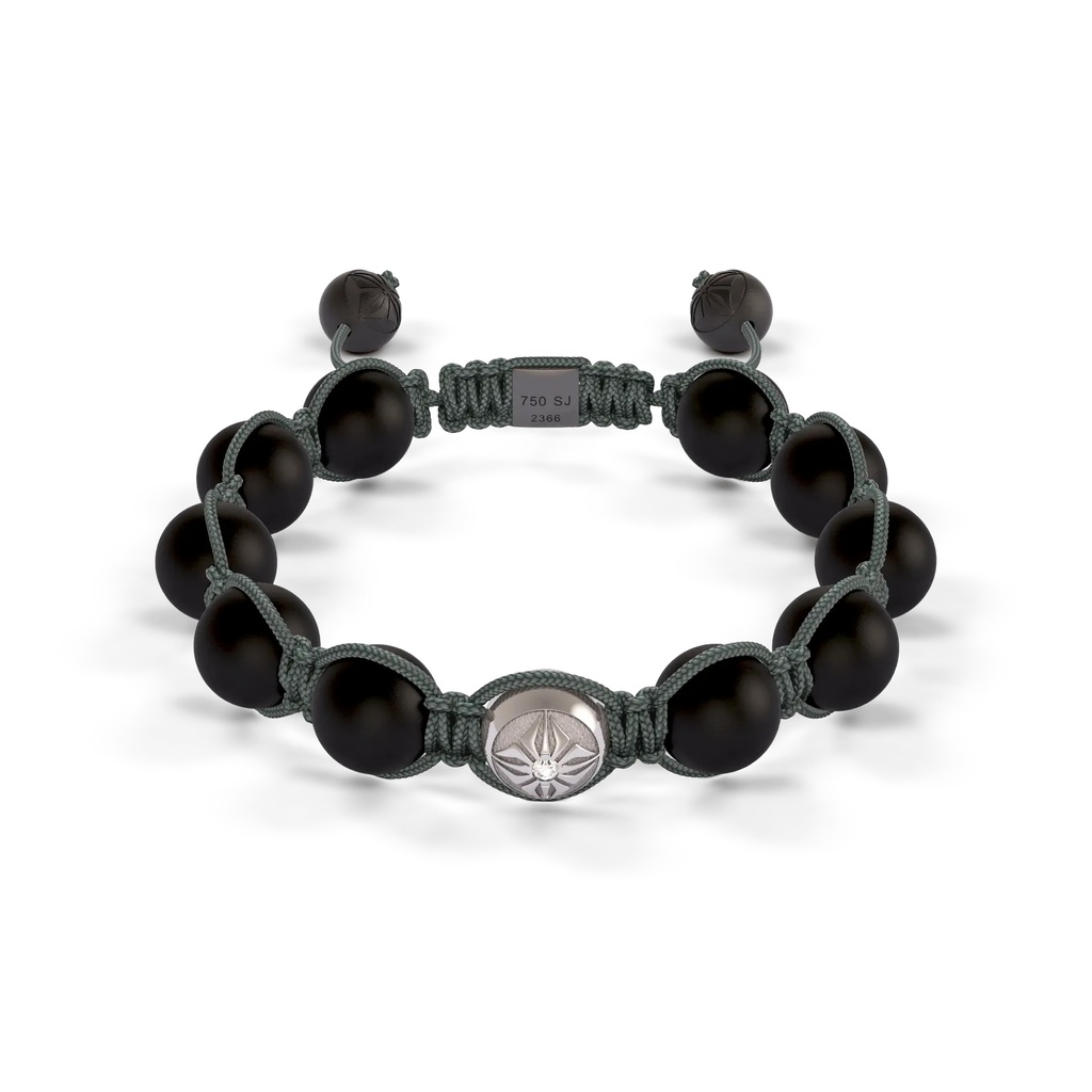 Shamballa Jewels White Gold Diamond 10mm Braided Bead Bracelet