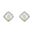 White Gold Capri Small Flower Earrings - Mother of Pearl