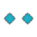 White Gold Capri Small Flower Earrings - Turquoise