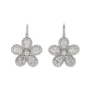 White Gold Classic Flower Drop Earrings