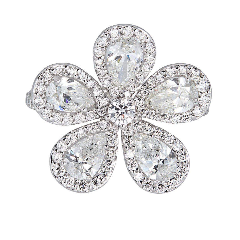 White Gold Classic Flower Ring