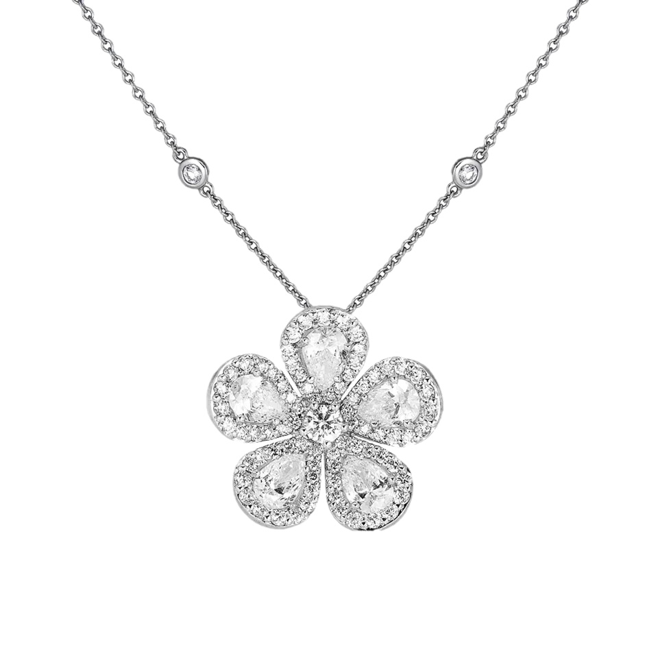 White Gold Classic Flower Small Necklace