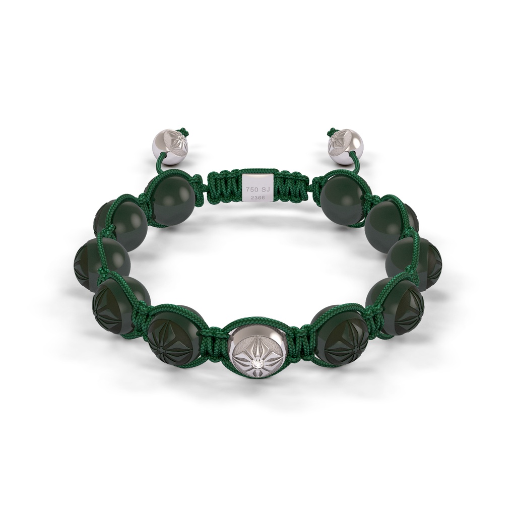 Shamballa Jewels White Gold Diamond 10mm Braided Bead Bracelet