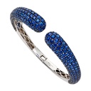 White Gold Dome Bangle - Blue Sapphire