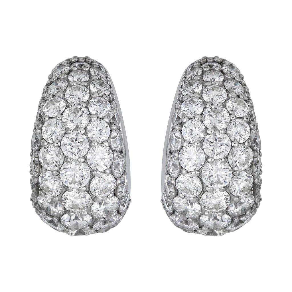 White Gold Dome Huggie Earring
