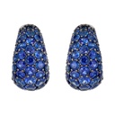 White Gold Dome Huggie Earring - Blue Sapphire