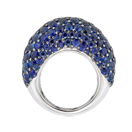 White Gold Dome Ring - Blue Sapphire