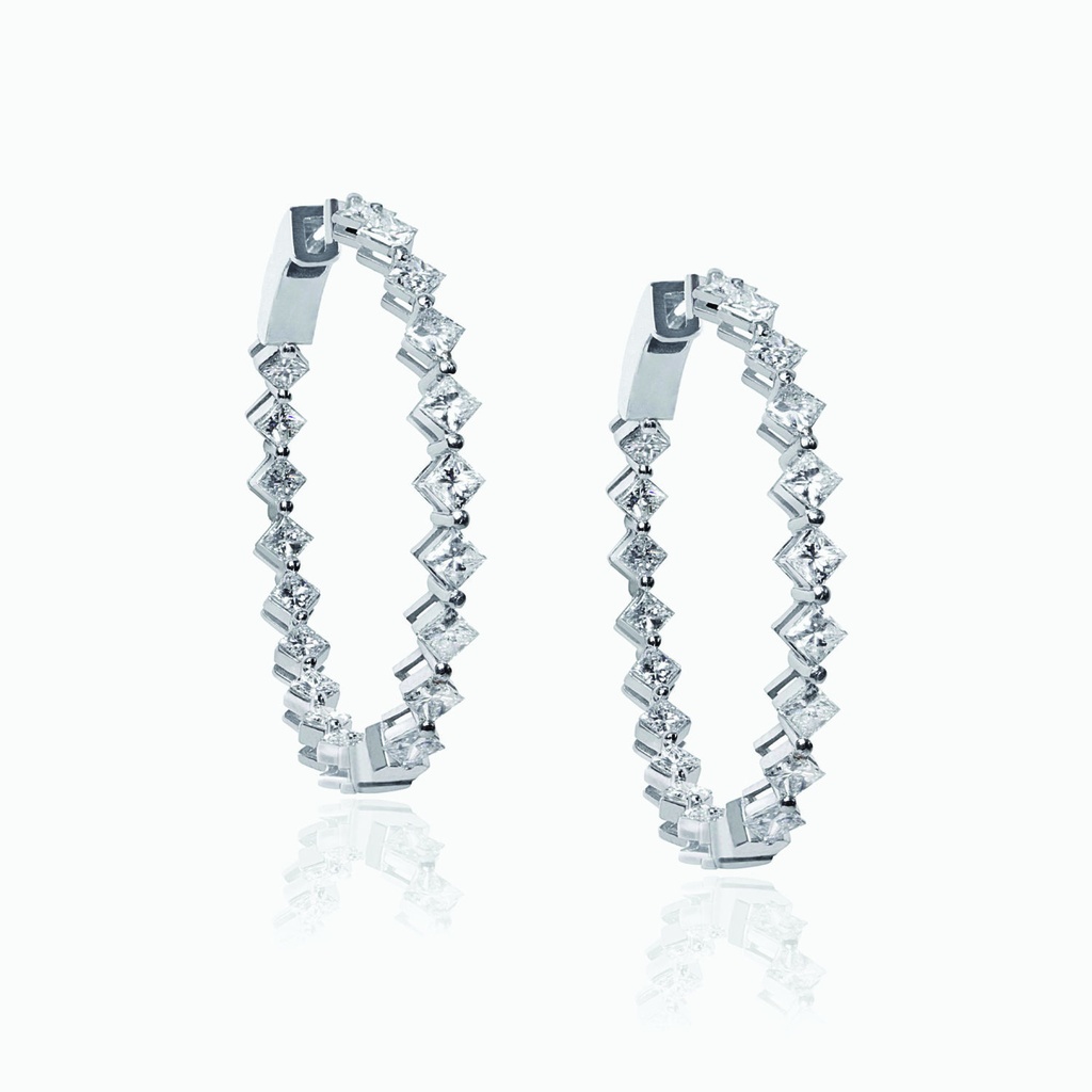 The Bezel Princess Hoop Earrings
