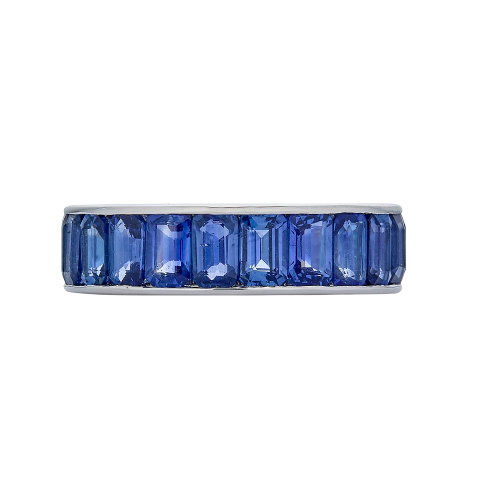 White Gold Eternity Channel Set Band - Blue Sapphire