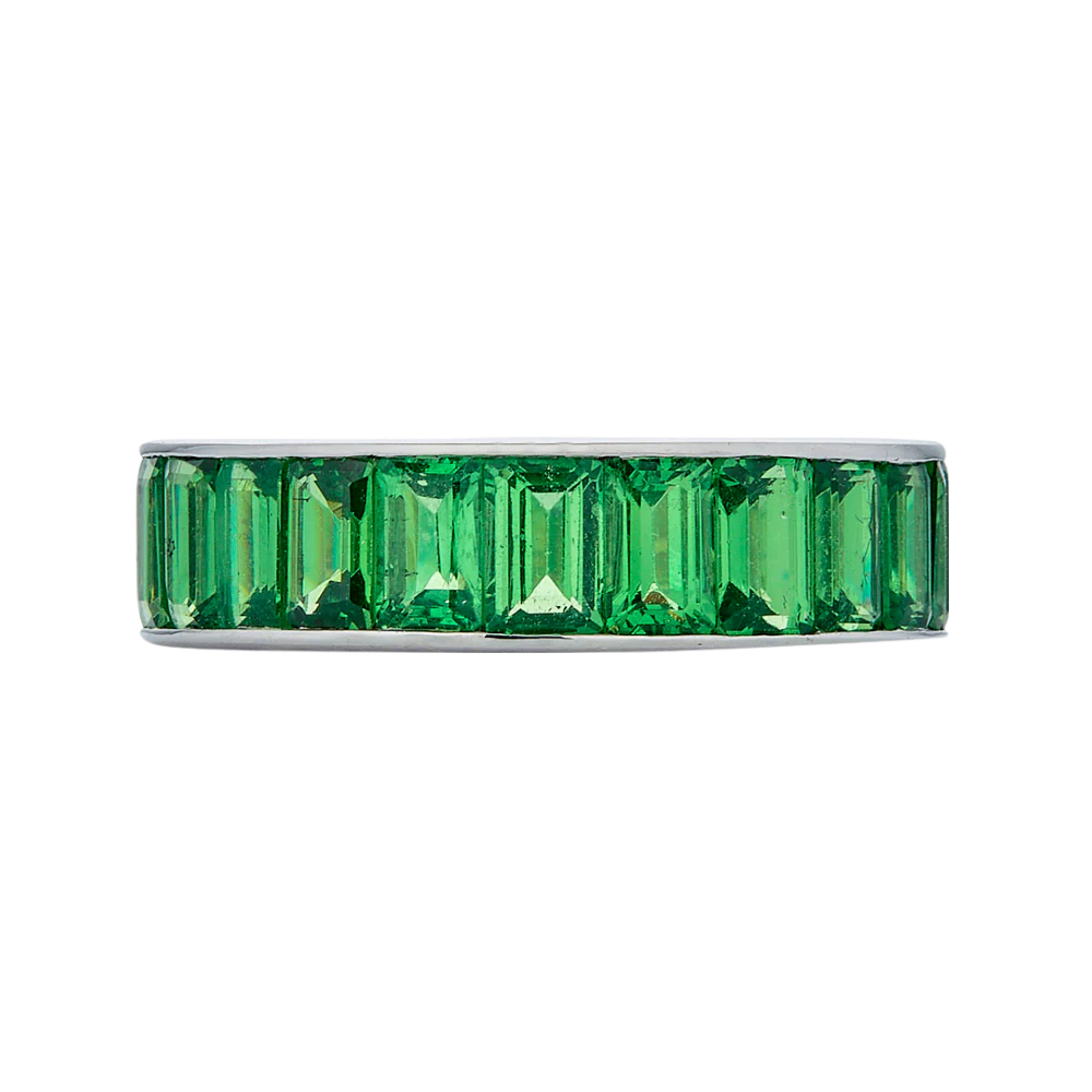 White Gold Eternity Channel Set Band - Tsavorite