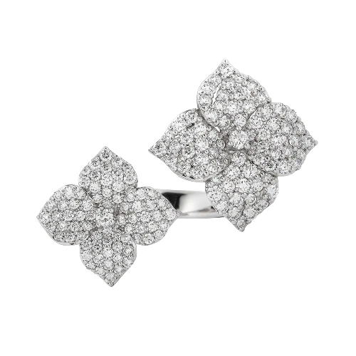 White Gold Fiore Double Flower Ring