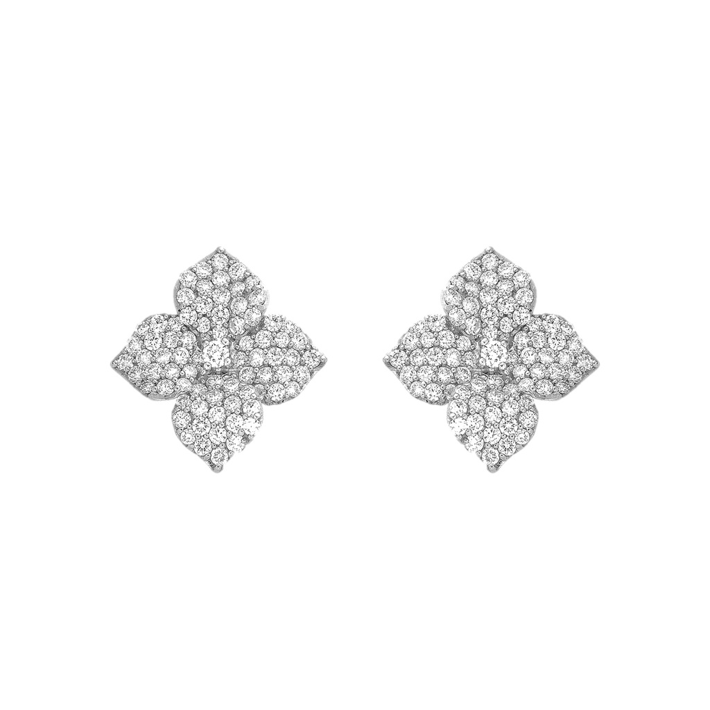 White Gold Fiore Small Flower Earrings