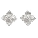 White Gold Oro Fiore Large Flower Earrings With Diamonds