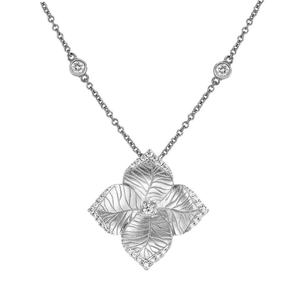 White Gold Oro Fiore Large Flower Necklace