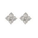 White Gold Oro Fiore Small Flower Earrings With Diamonds