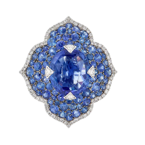 White Gold Pasha Ring - Blue Sapphire