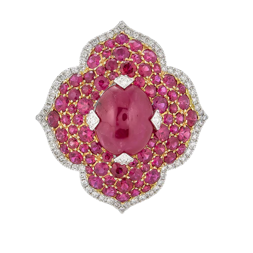 White Gold Pasha Ring - Ruby