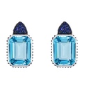 White Gold Pietra Small Reverse Set Earrings - Blue Topaz
