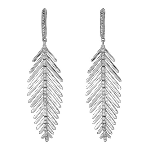White Gold Short Feather Earrings