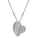 White Gold Wave Heart Large Necklace