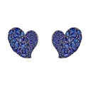White Gold Wave Heart Medium Earring - Blue Sapphire