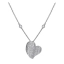 White Gold Wave Heart Medium Necklace