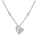 White Gold Wave Heart Small Necklace