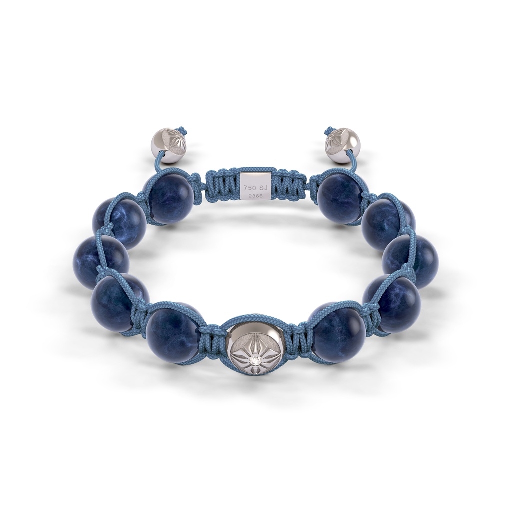 Shamballa Jewels White Gold Diamond & Sapphire 10mm Braided Bead Bracelet