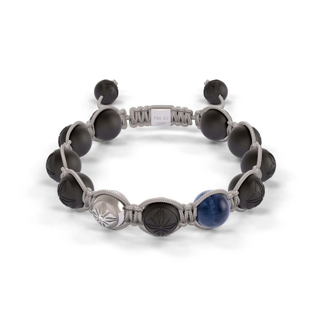 Shamballa Jewels White Gold Diamond & Sapphire 10mm Braided Bead Bracelet