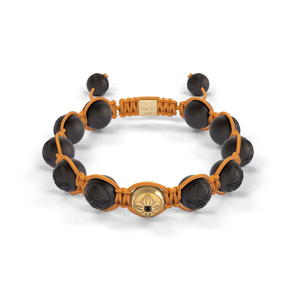 Shamballa Jewels Yellow Gold Diamond 10mm Braided Bead Bracelet