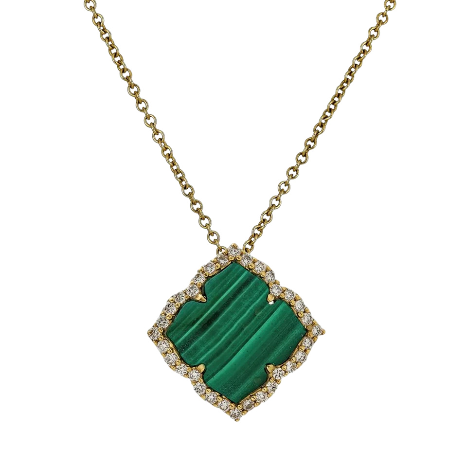 Yellow Gold Capri Flower Necklace - Malachite
