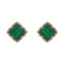 Yellow Gold Capri Small Flower Earrings - Malachite