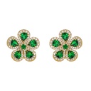 Yellow Gold Classic Flower Earrings - Tsavorite