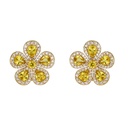 Yellow Gold Classic Flower Earrings - Yellow Sapphire
