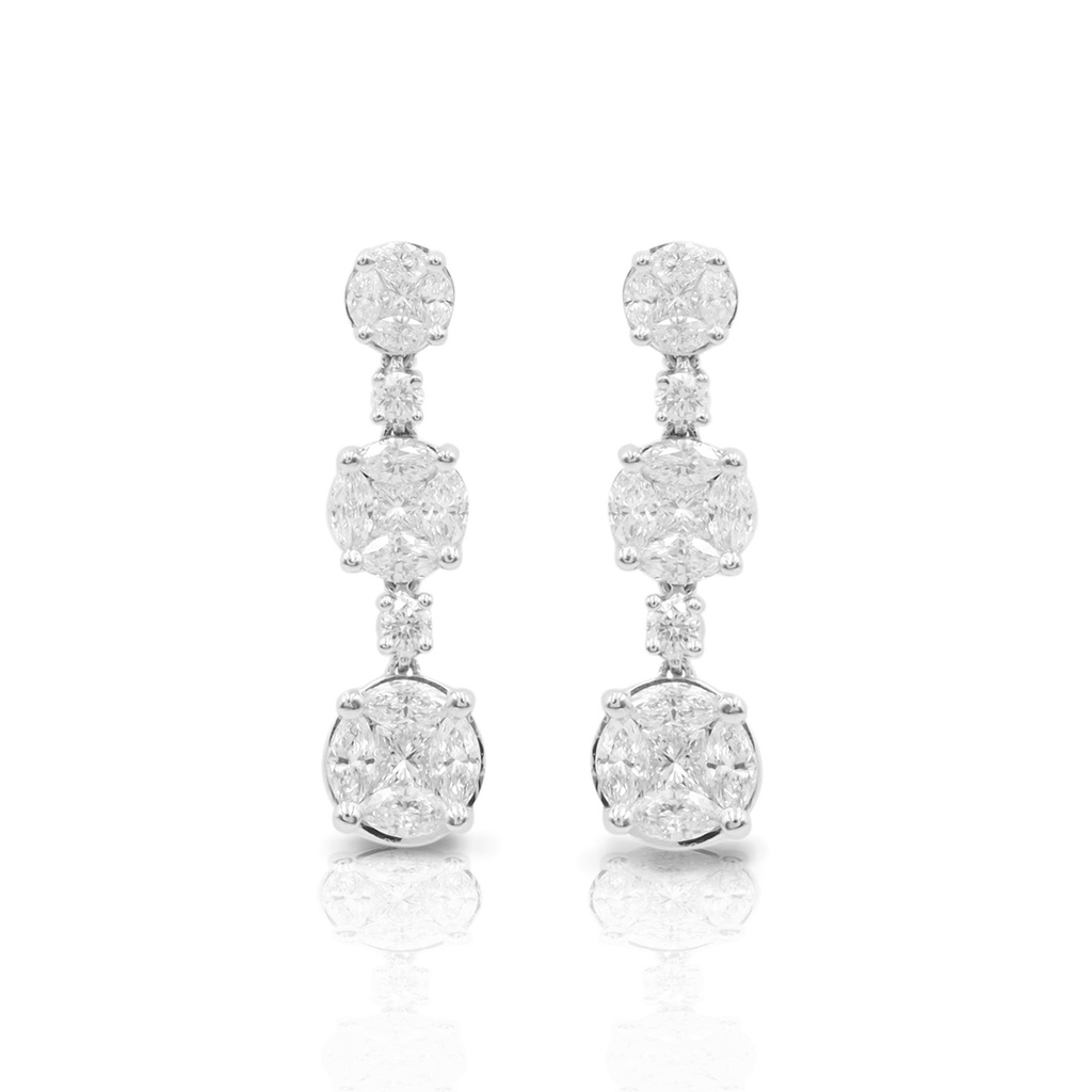 White Gold Illusion Drop Earrings