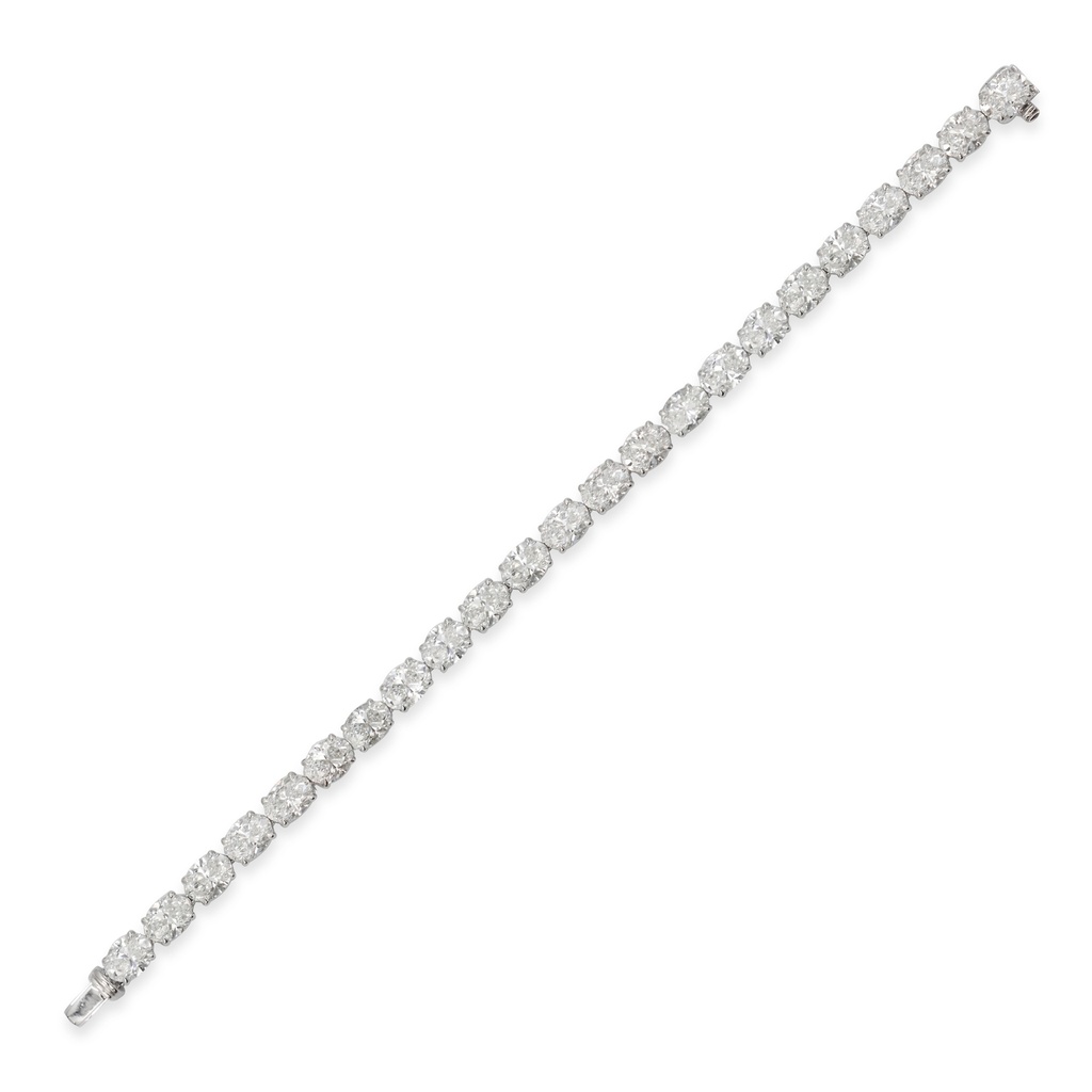 White Gold Oval Diamond Tennis Bracelet