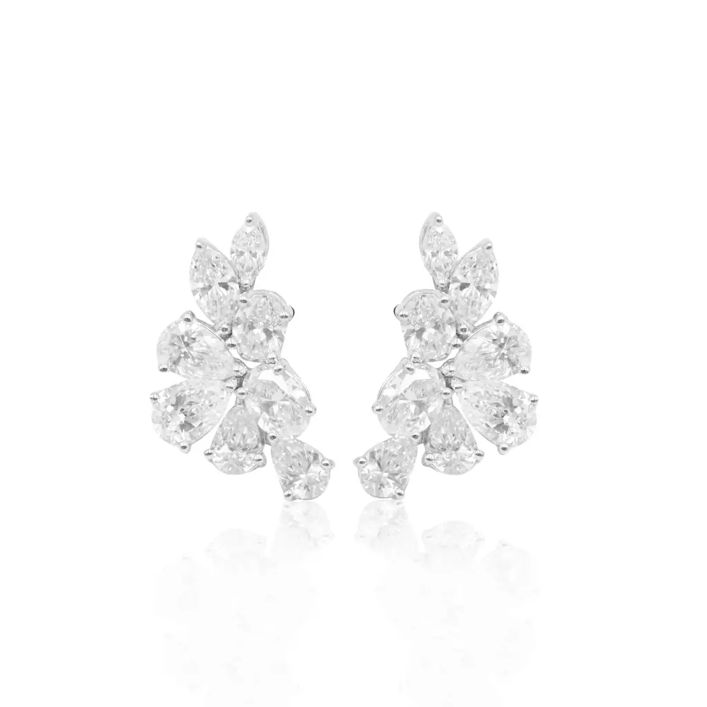 White Gold Mixed Cut Diamond Earrings